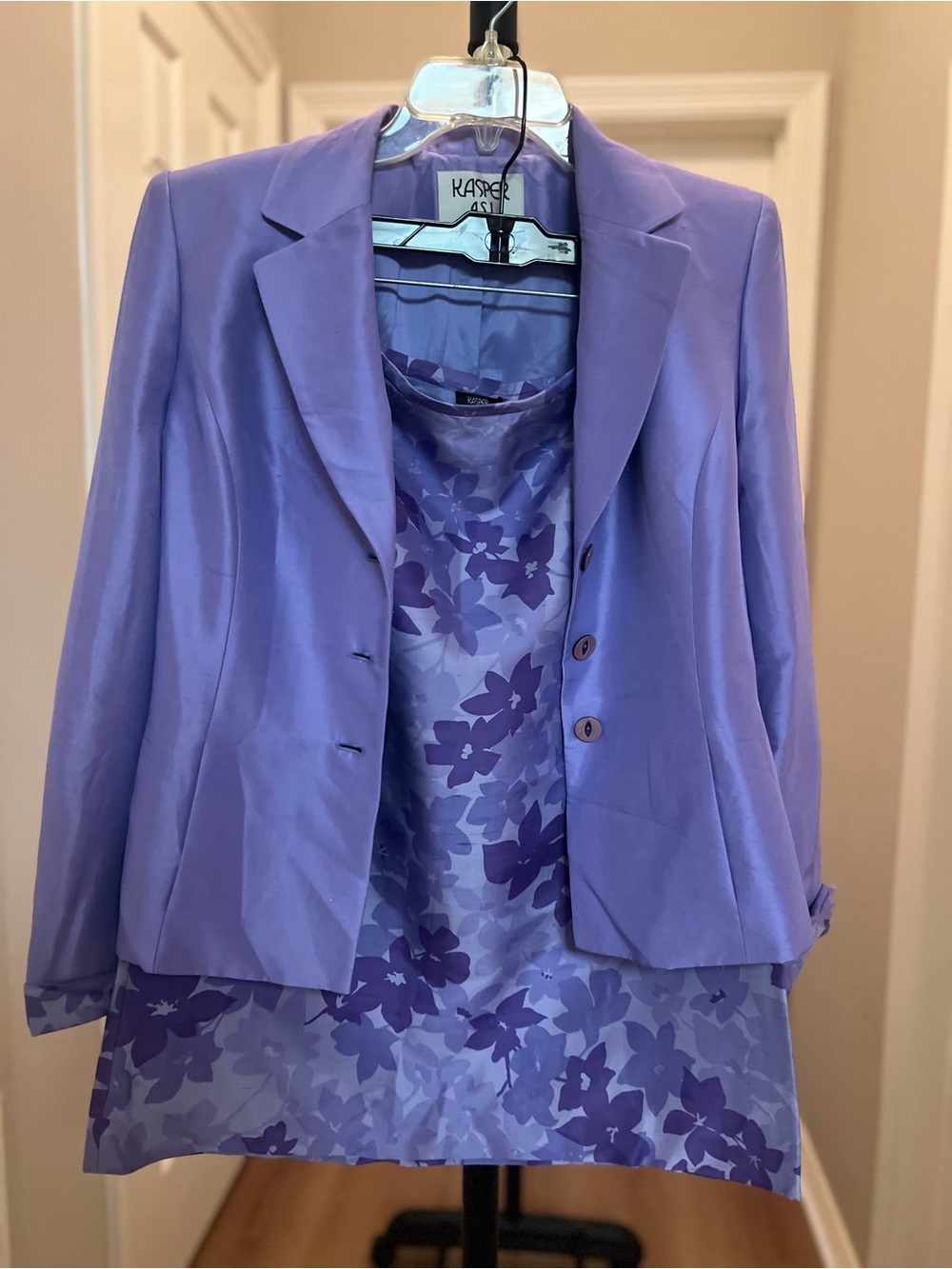 Kasper Lavender Floral Jacket & Slip Dress Set